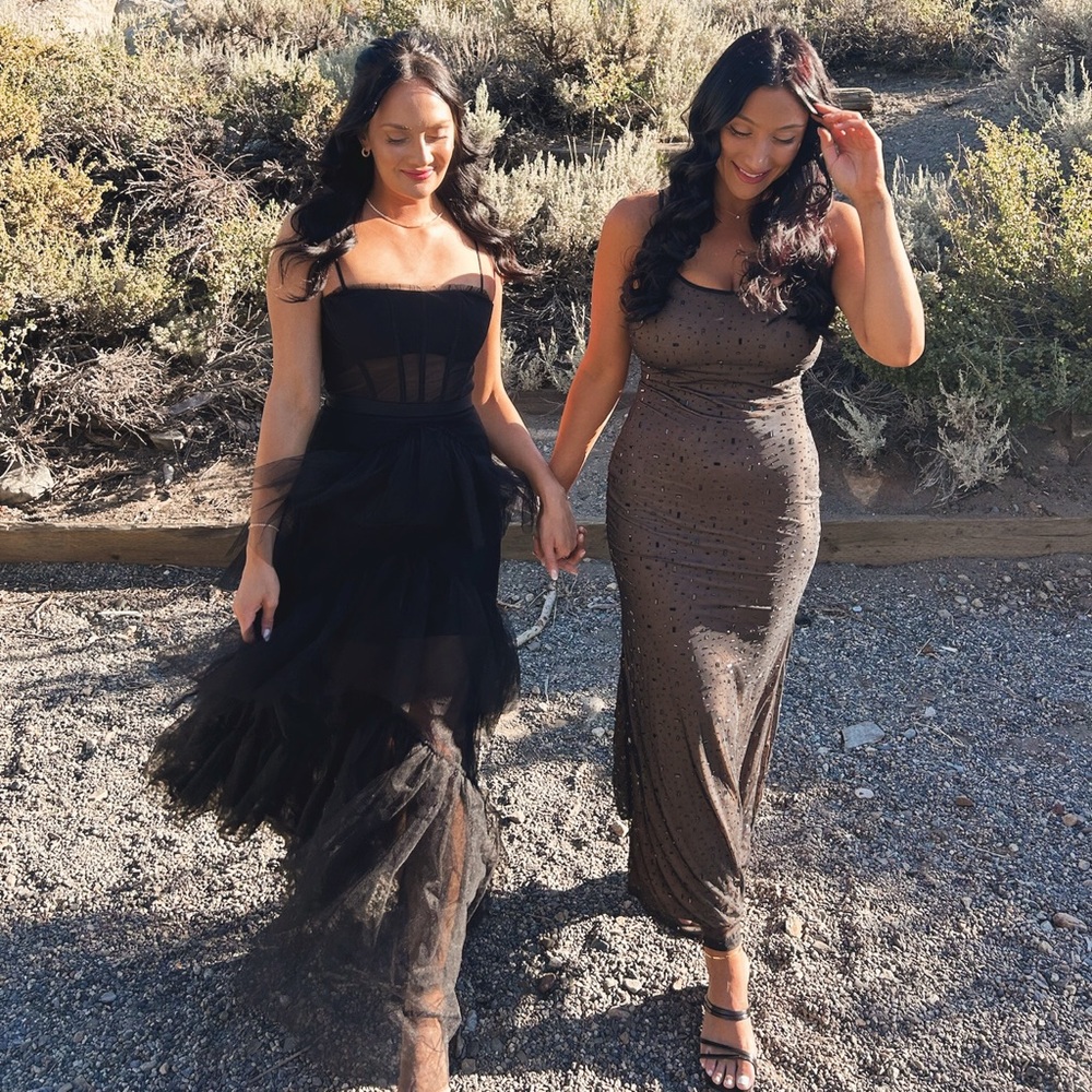 BCBGMaxAzria Corset Tulle Gown in Black